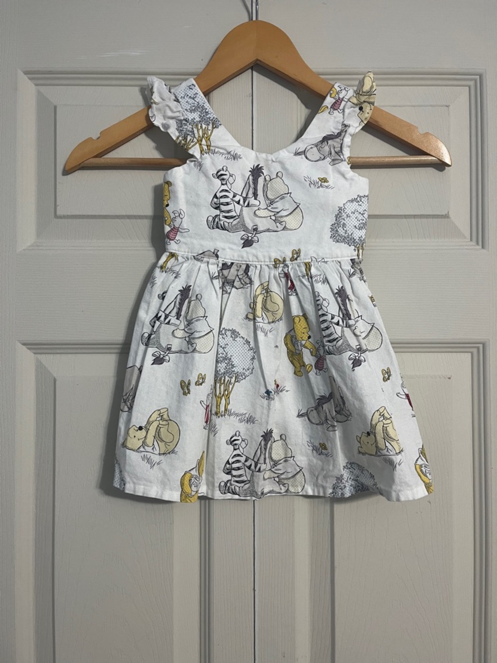 Girls White Winnie the Pooh Print Sundress